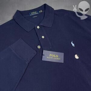 NWT Polo Ralph Lauren Long Sleeve Knit Polo Shirt 2XL Navy Classic Fit